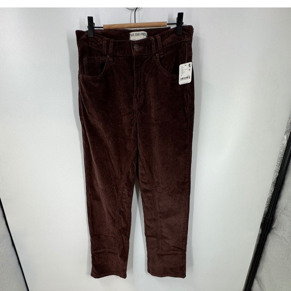 WE THE FREE High Waisted Straight Leg Corduroy Pants‎ Brown Women's Size 28 Boho
